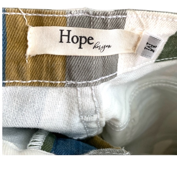 Hope Horizon Flair Bell Jeans Womens Sz Medium Stripes Retro 70s Frayed Hem - Picture 8 of 11